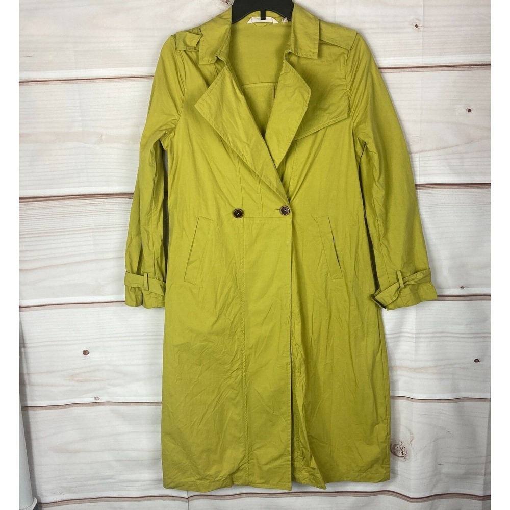 Soft‎ Surroundings Coat Womens XS Green Brixton Trench Long Sleeve Button Front